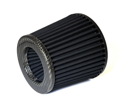 Raemco Universal Tapered Air Filter 3" - Black With Real Carbon Fiber Cap